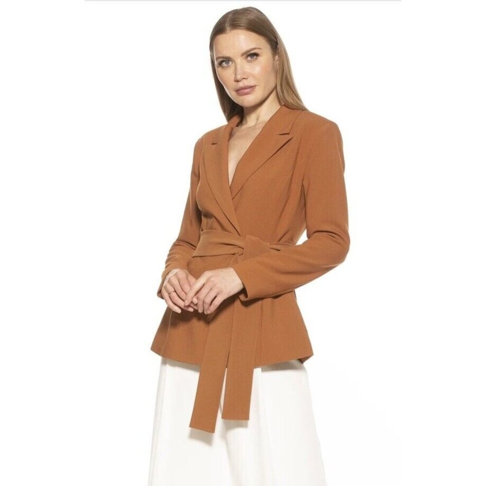 $244 NEW ALEXIA ADMOR Olya Belted Blazer in Tan Size 8